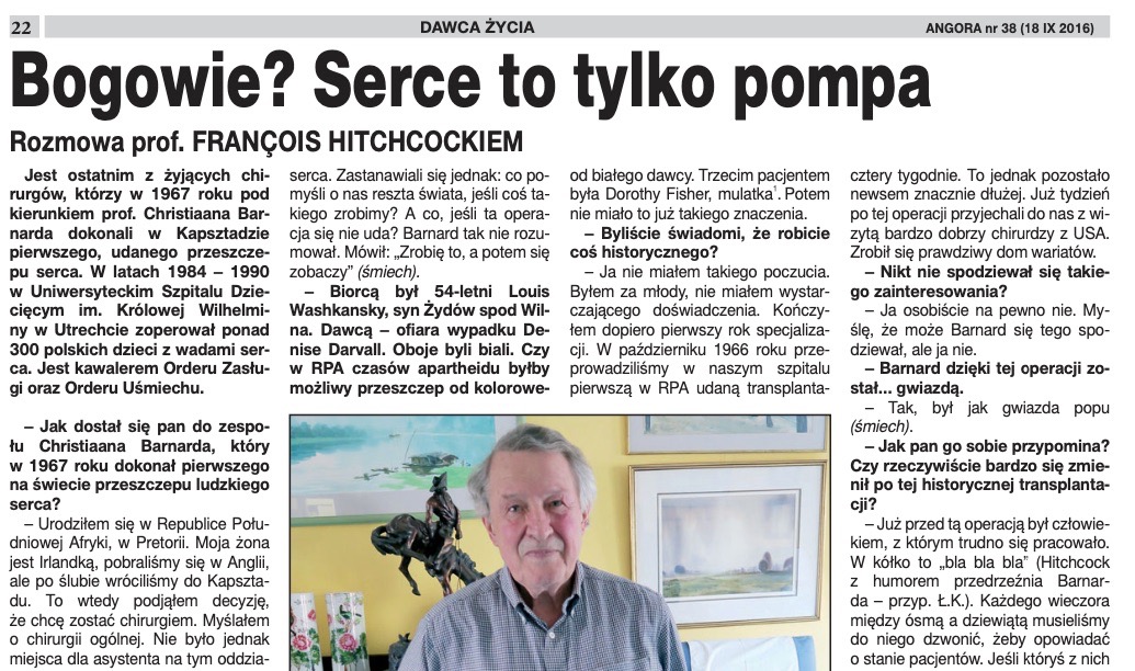 Angora - wywiad z prof. Hitchcockiem